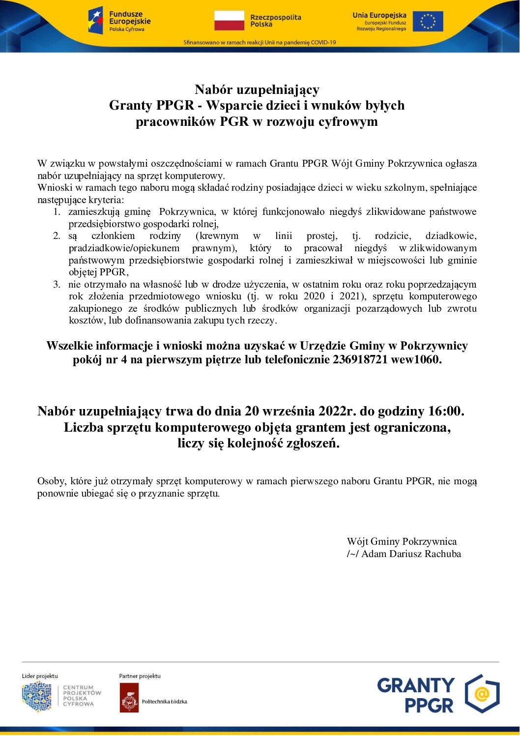 INFORMACJA DLA RODZICÓW